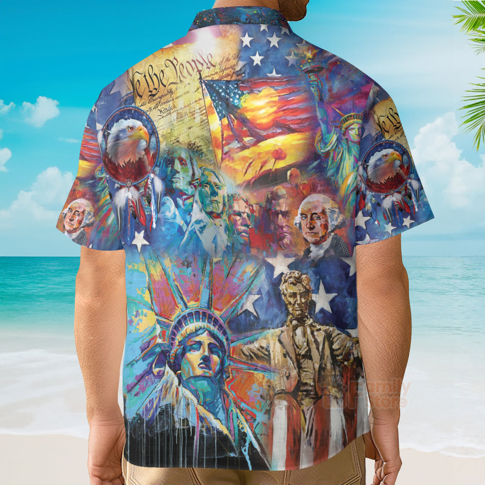 America My Patriotic Heart Beats Red White And Blue Hawaiian Shirt