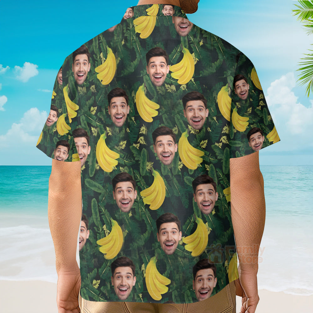 Custom Face Banana Green Unique Funny Family Hawaiian Shirt