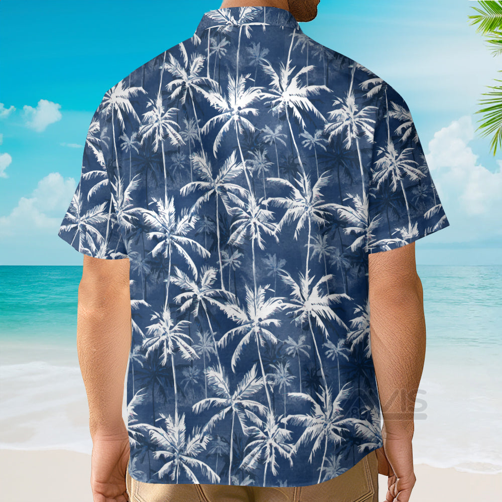 White Palm Tree Pattern Tropical - Hawaiian Shirt