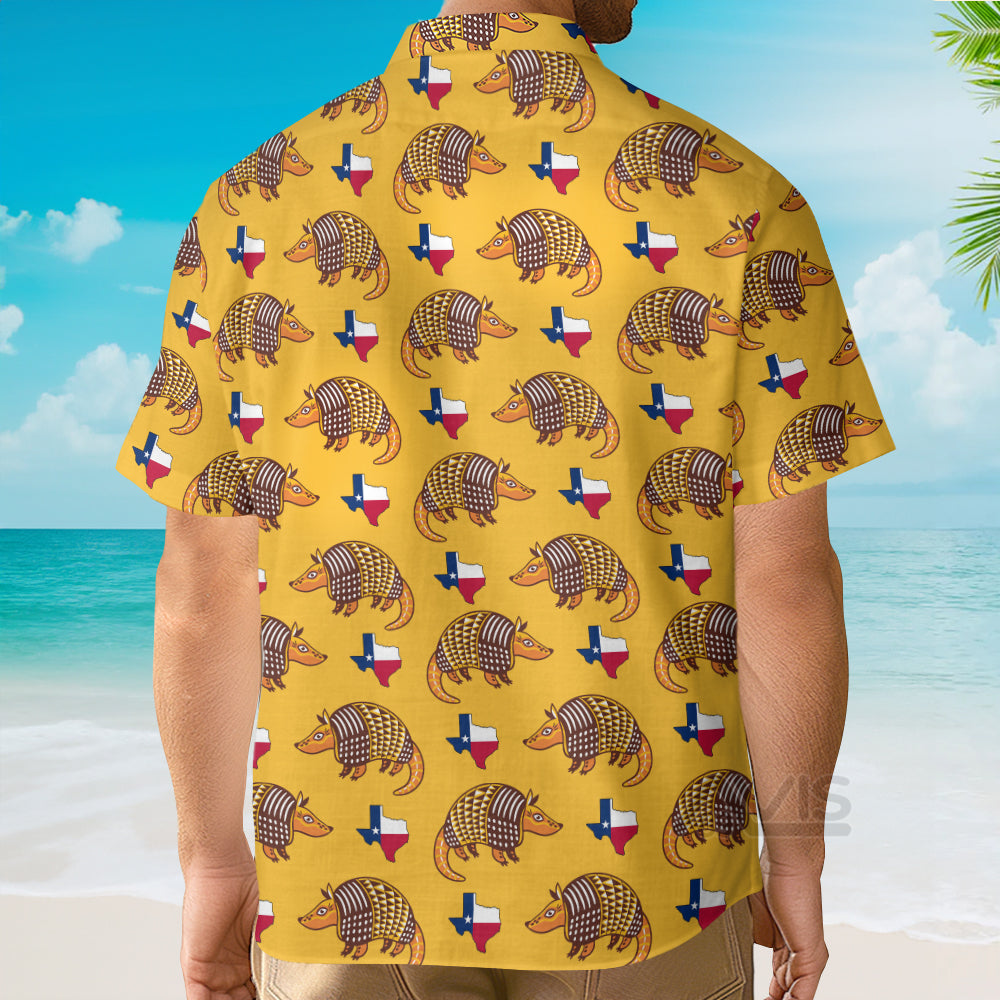 Proud Armadillo, And State Of Texas Flag Pattern - Hawaiian Shirt