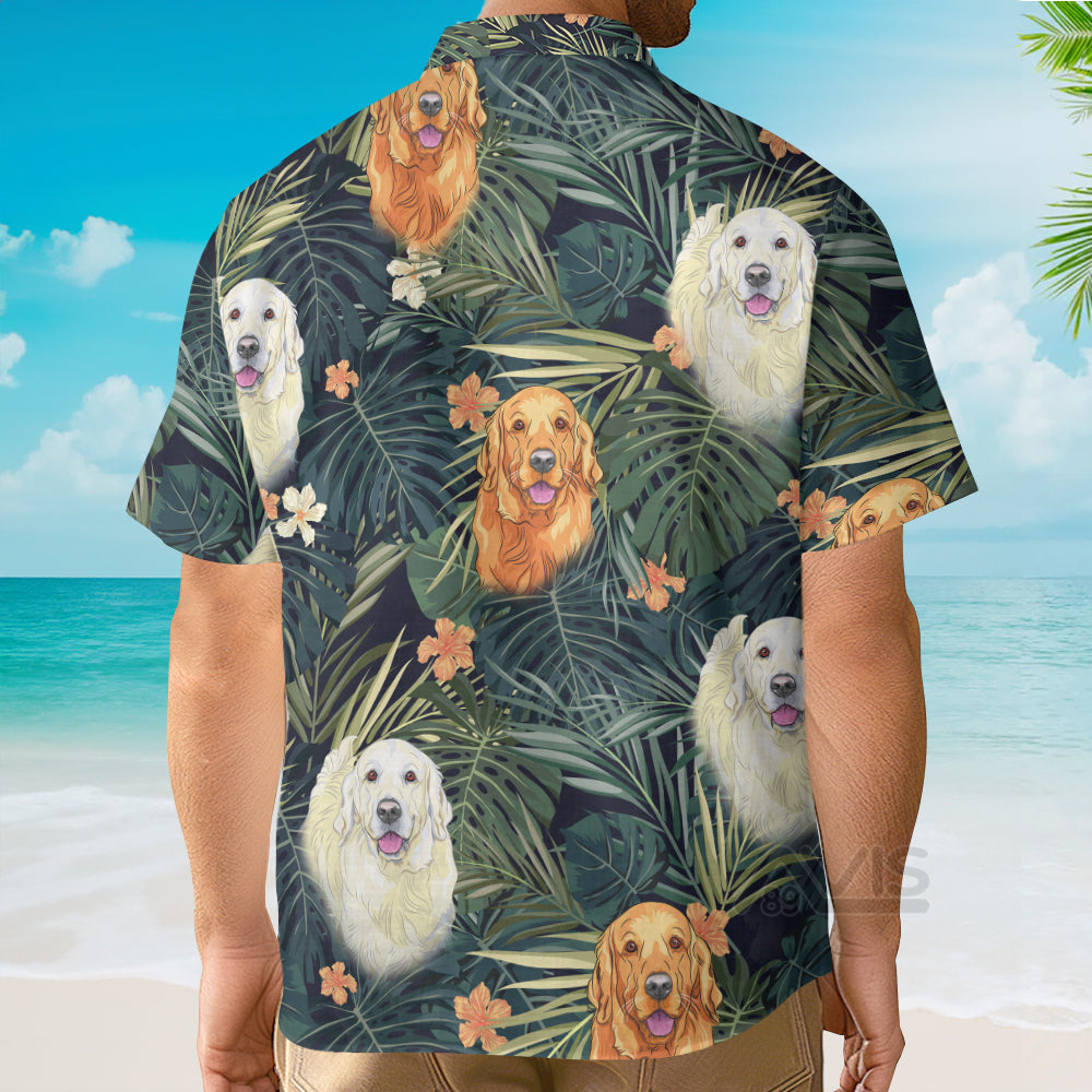 Golden Retriever Tropical Plant - Gift For Dog Lovers - Hawaiian Shirt