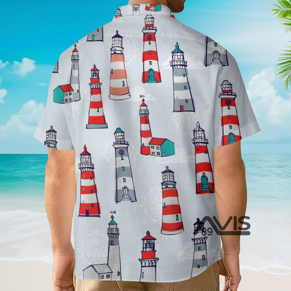 Lighthouse Cartoon Pattern - Hawaiian Shirt