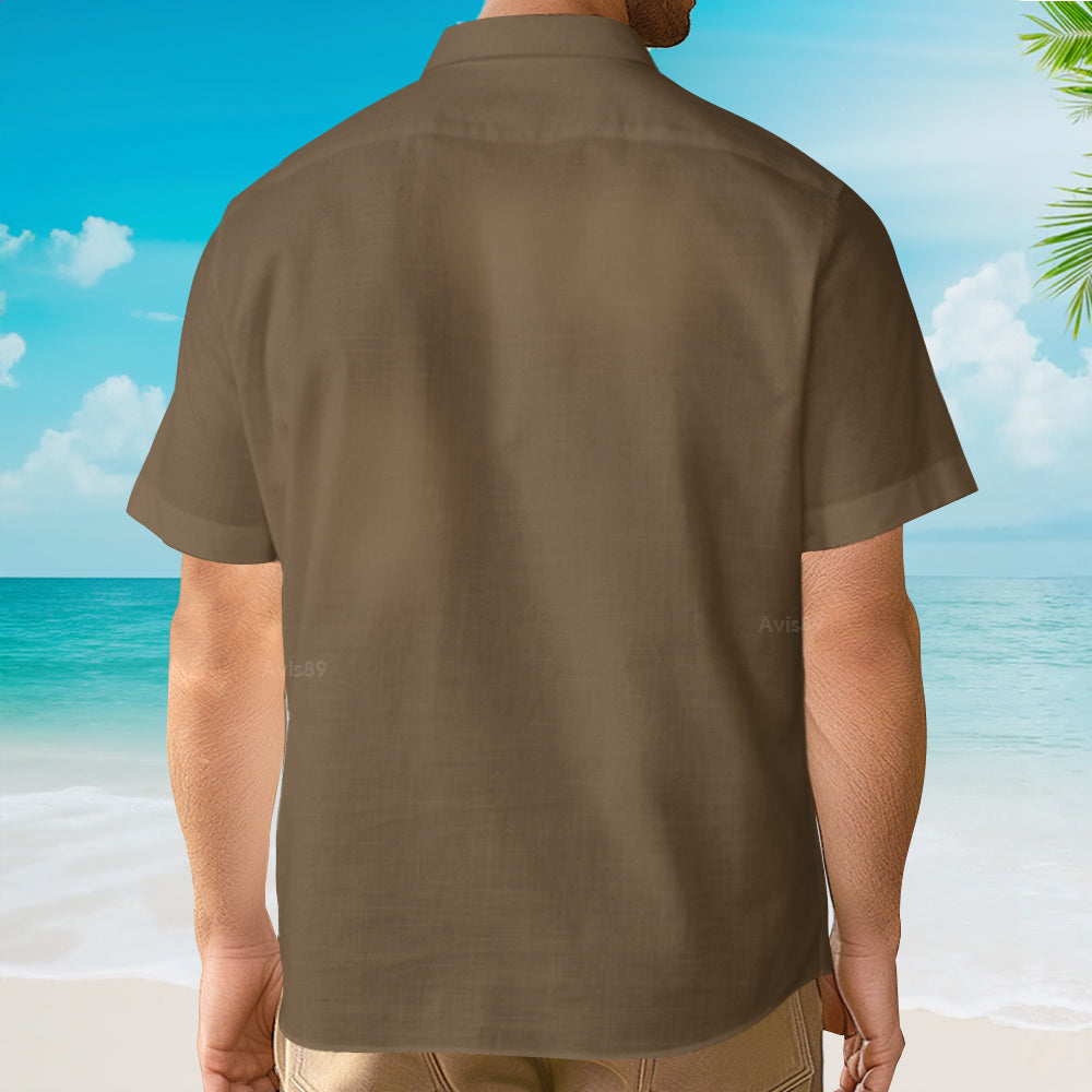 50s Bowling Style Khaki Brown - Hawaiian Shirt
