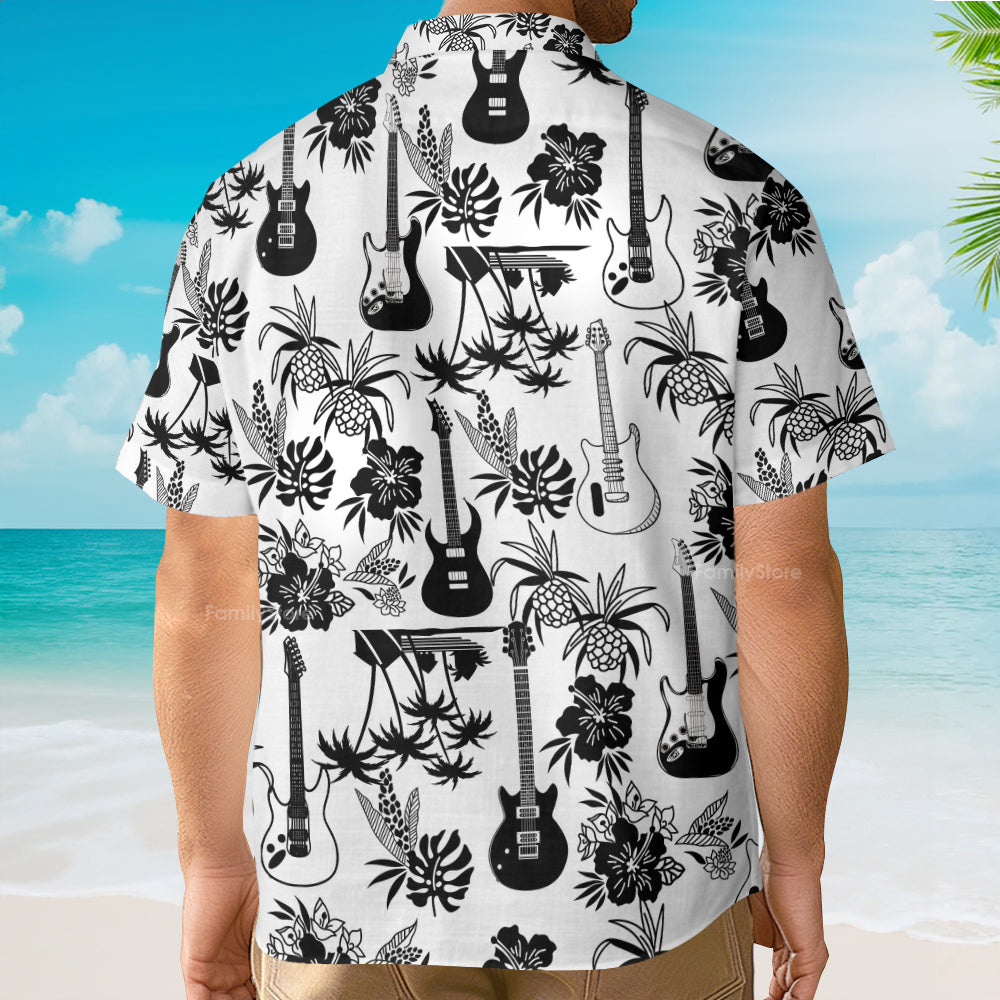 Guitar Music With Electric Guitar Hawaiian Shirt