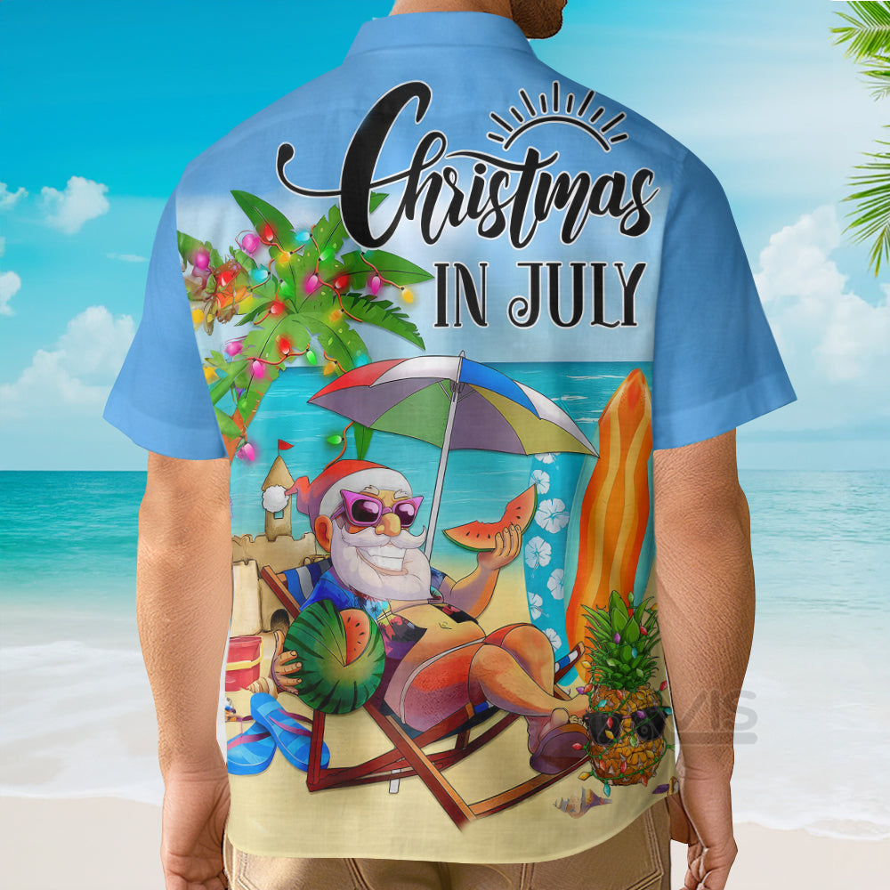 Christmas In July Santa Claus Holiday - Hawaiian Shirt