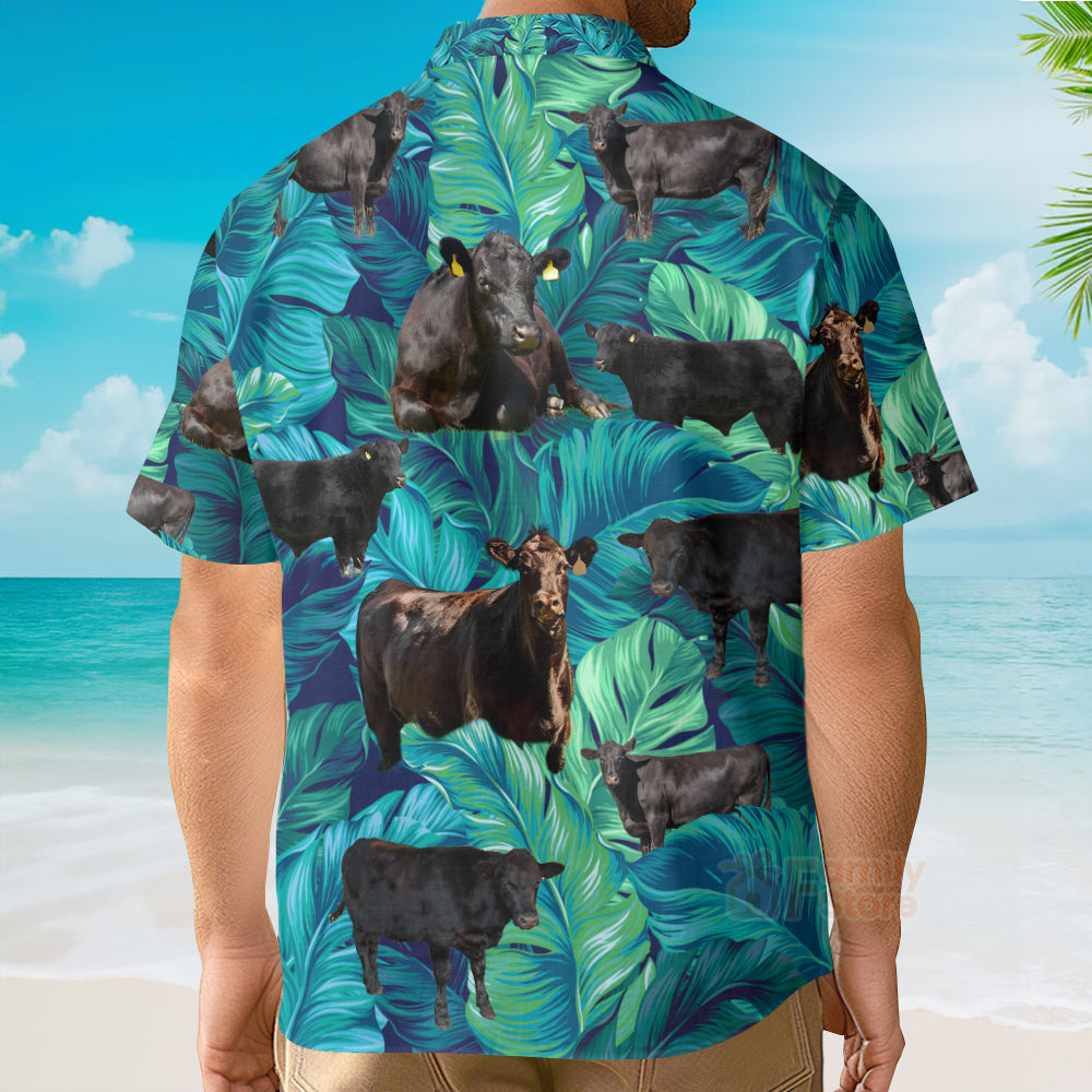 Black Angus Cattle Lovers Green Hawaiian Shirt For Men & Women