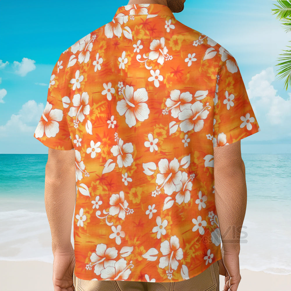 Orange Hibiscus Flowers - For Men And Women - Hawaiian Shirt