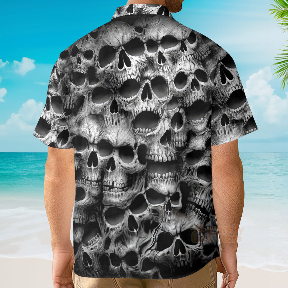 Spiral Twisted Skulls Printing Cuban Collar Carnival Hawaiian Shirt