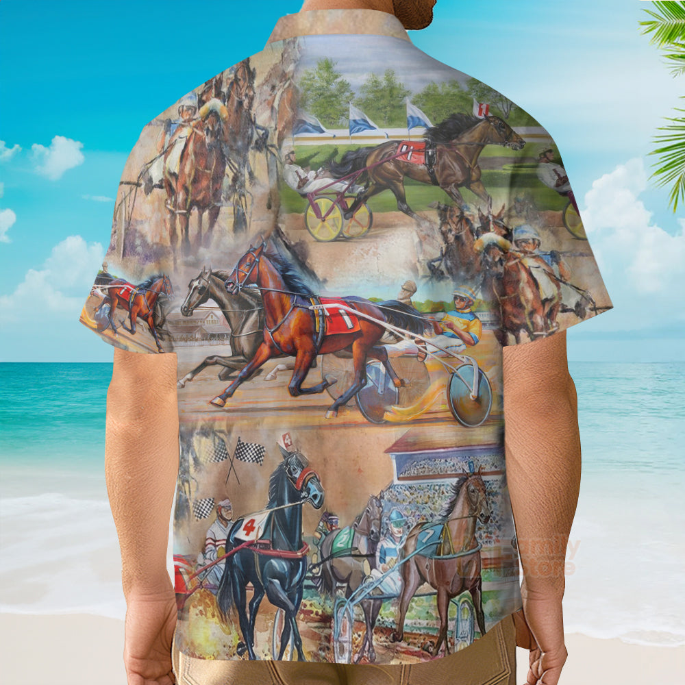 Horse Harness Racing On With Passion - Vintage Hawaiian Shirt