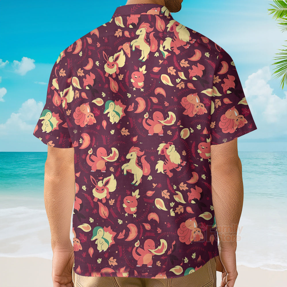 Fire PoMo Pattern Hawaiian Shirt