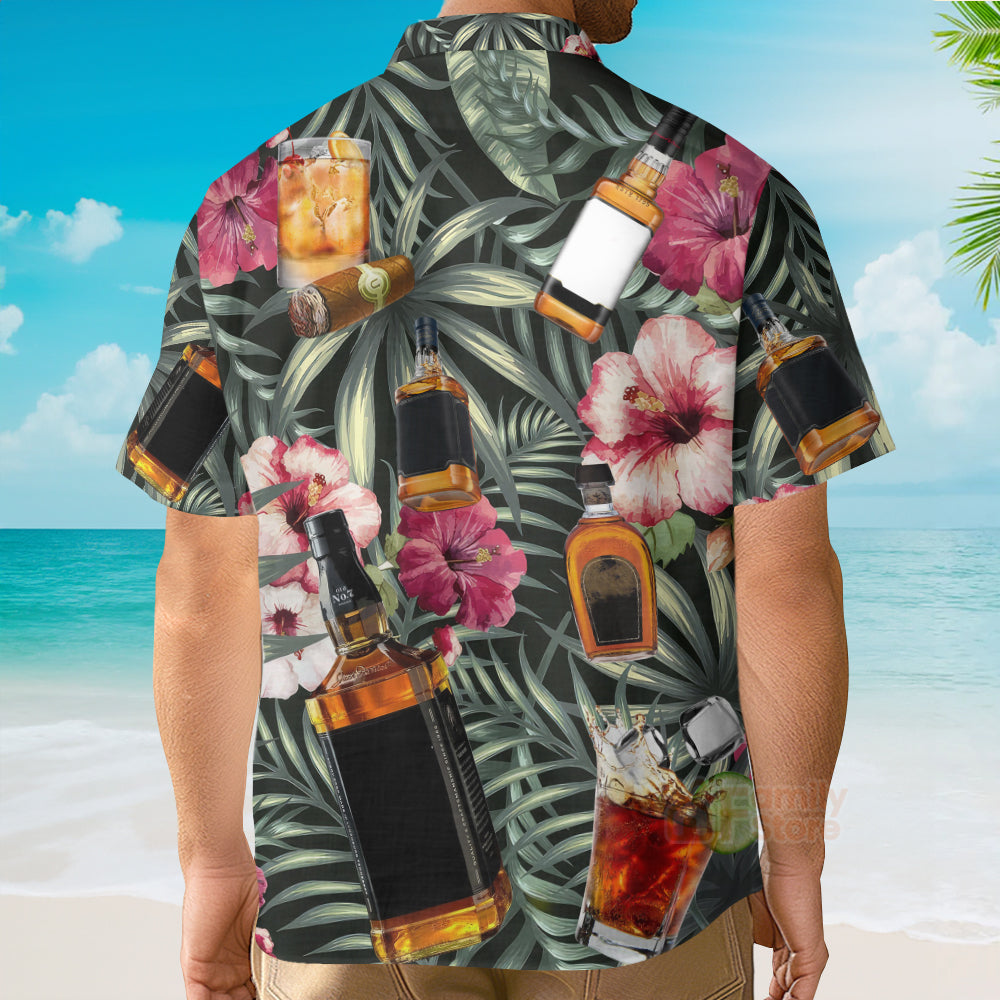 Wine Bourbon Tropical Leaf - Hawaiian Shirt
