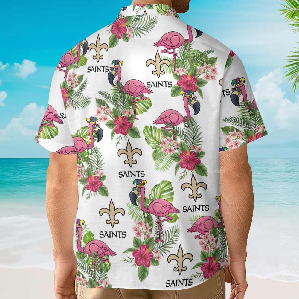 Happy Mardi Gras New Orleans Saints Floral - Hawaiian Shirt