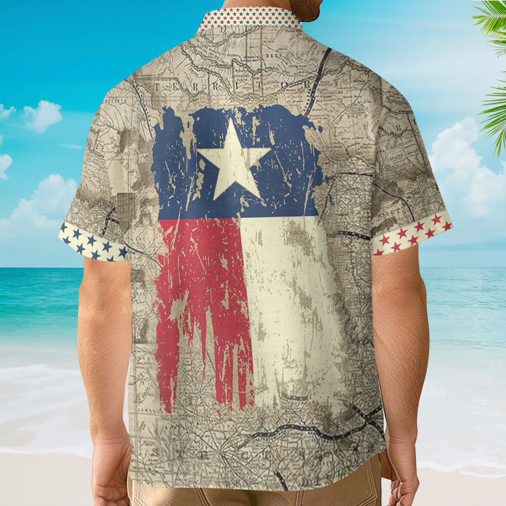 Old Map Of Texas Vintage Unique Hawaiian Shirt For Texas Lovers