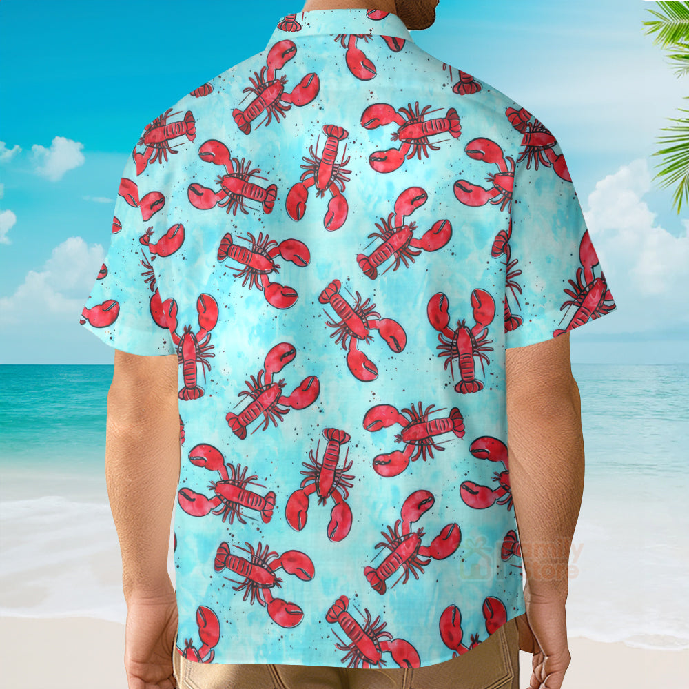 Red Lobster And Blue Ocean - Hawaiian Shirt
