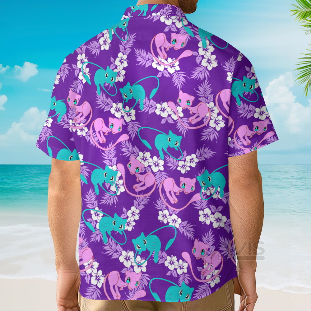 Pink And Blue Mew PoMo Pattern - Hawaiian Shirt