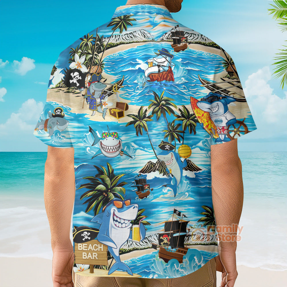 Shark Amazing Pirate Beach Bar Hawaiian Shirt