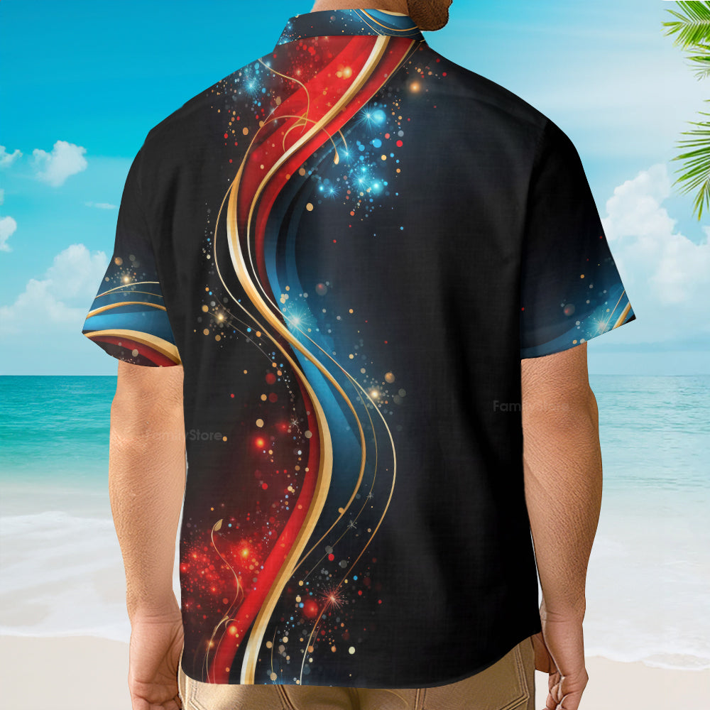 Geometric Gradient Line Short Sleeve - Hawaiian Shirt
