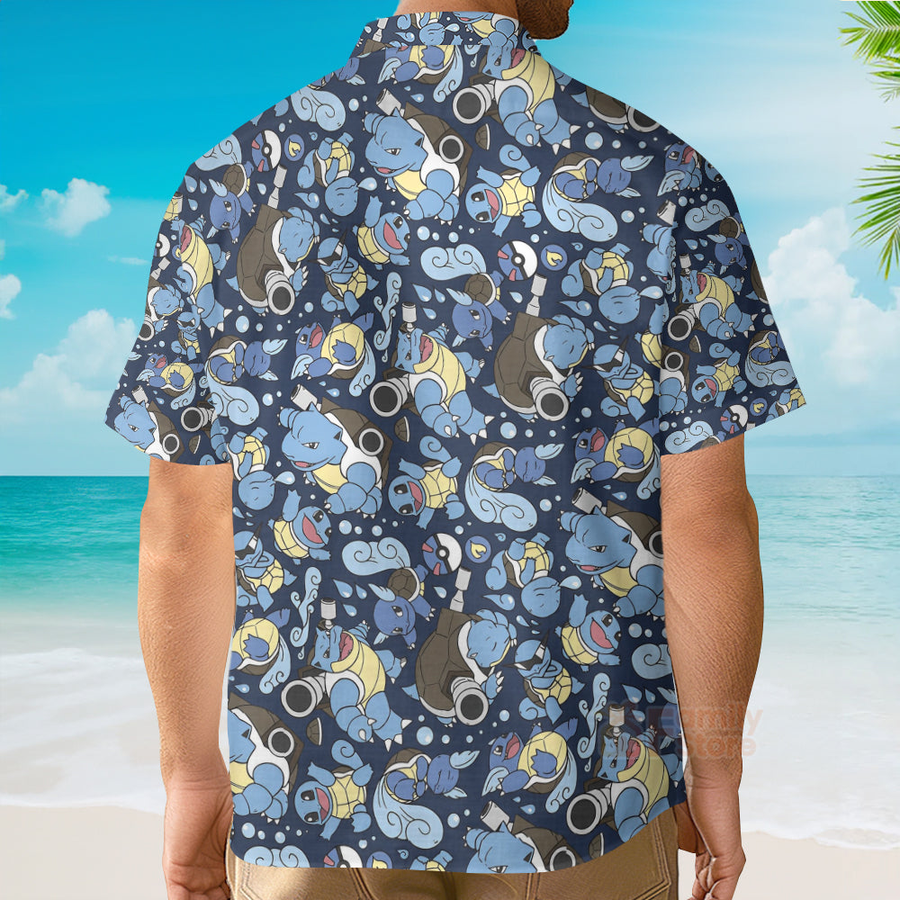 Blastoise Wartortle Squirtle PoMo Pattern Hawaiian Shirt