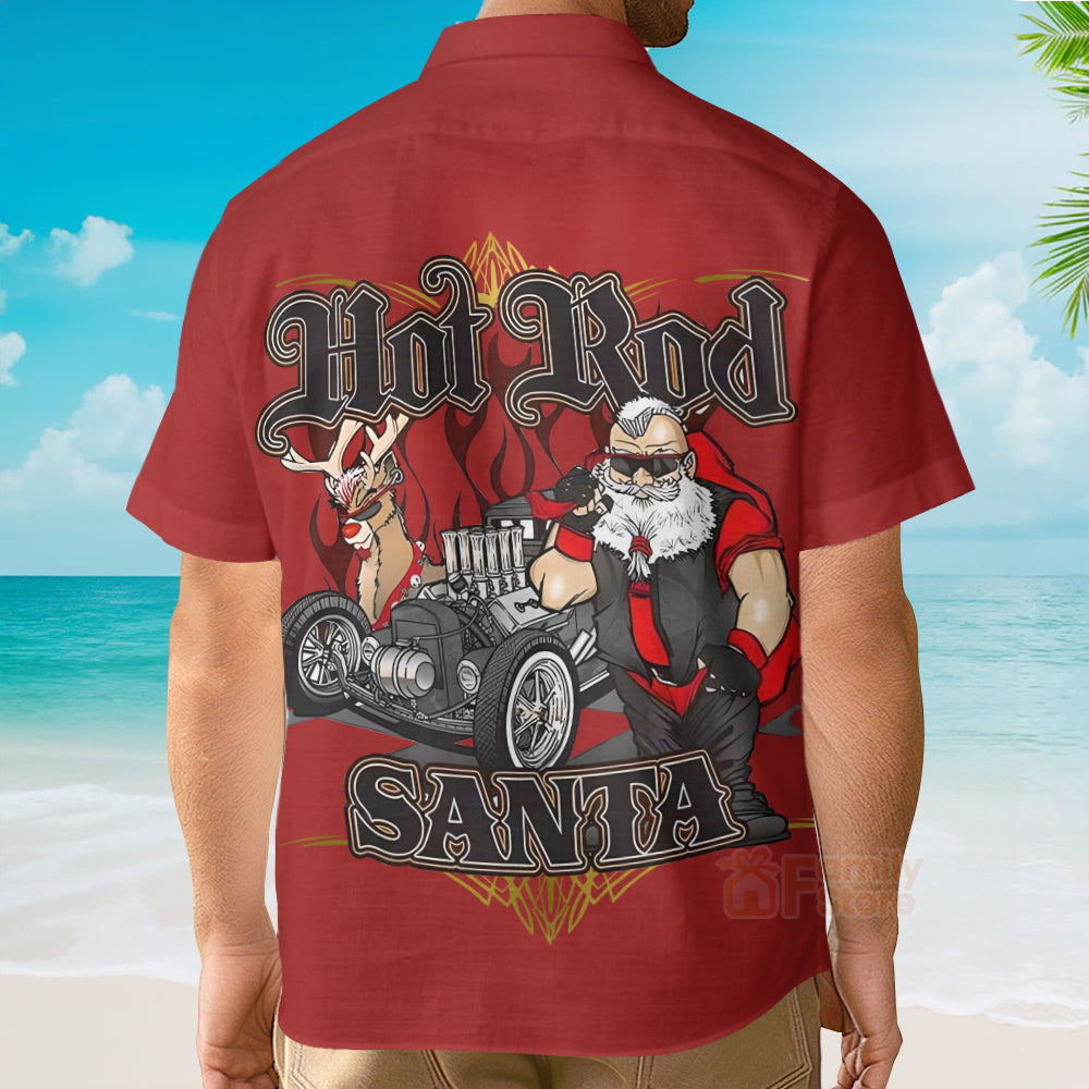 Christmas Fun Hot Rod Santa Car - Hawaiian Shirt