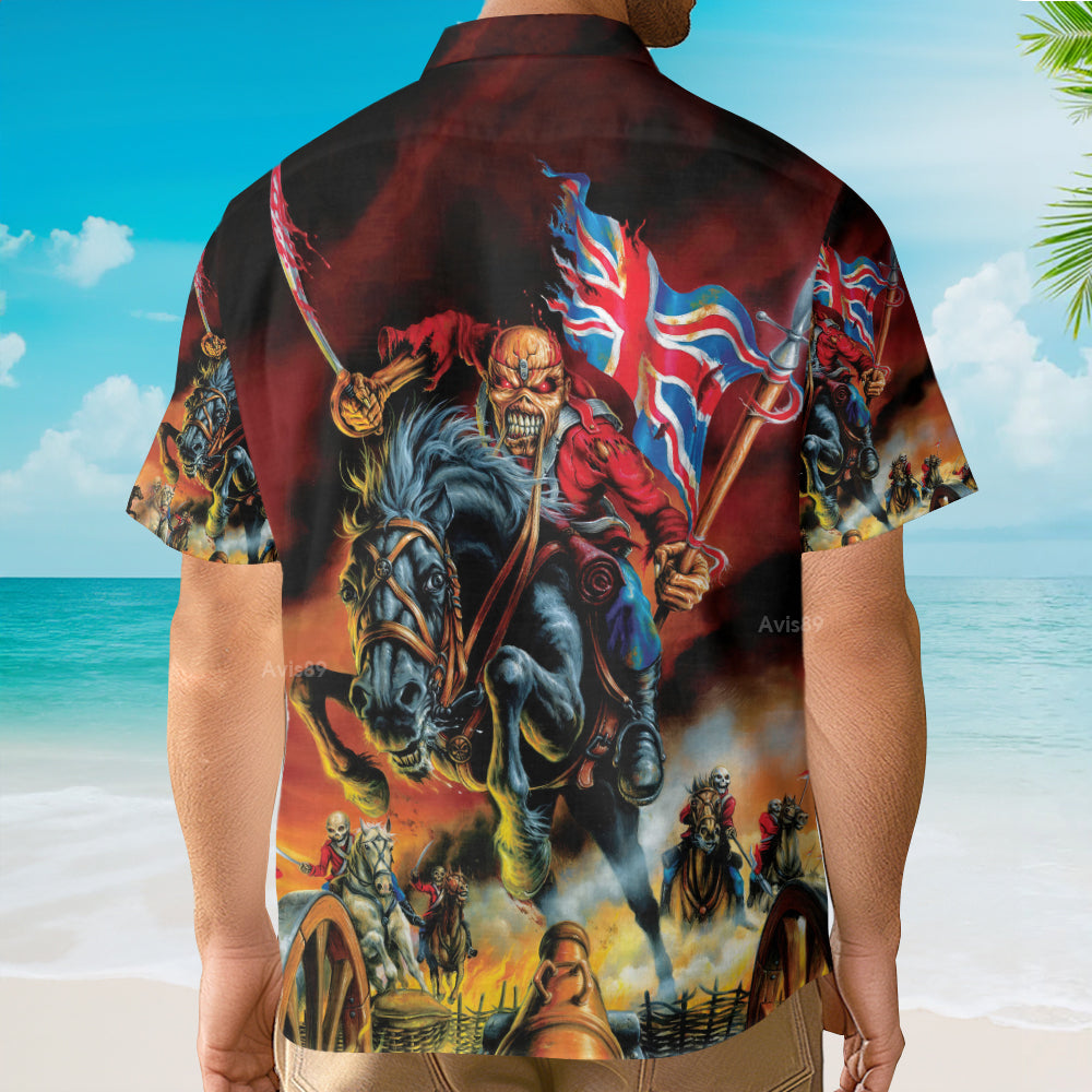 Vintage Skull Flag With Horse - Hawaiian Shirt