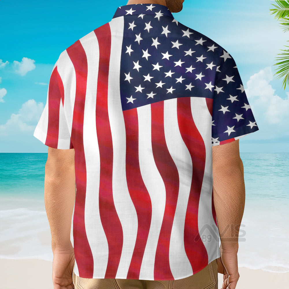 Independence Day American Flag Fun Rooster Breast - Hawaiian Shirt