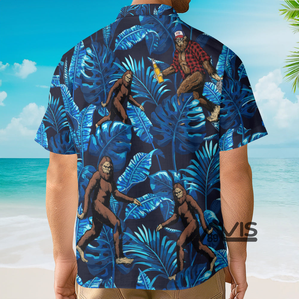 Tropical Bigfoot Blue Aloha - Hawaiian Shirt Summer Vibe