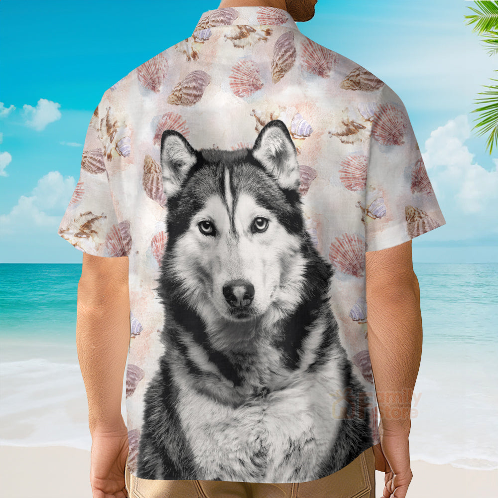 Custom Photo Husky Terrier Mens 3D - Hawaiian Shirt