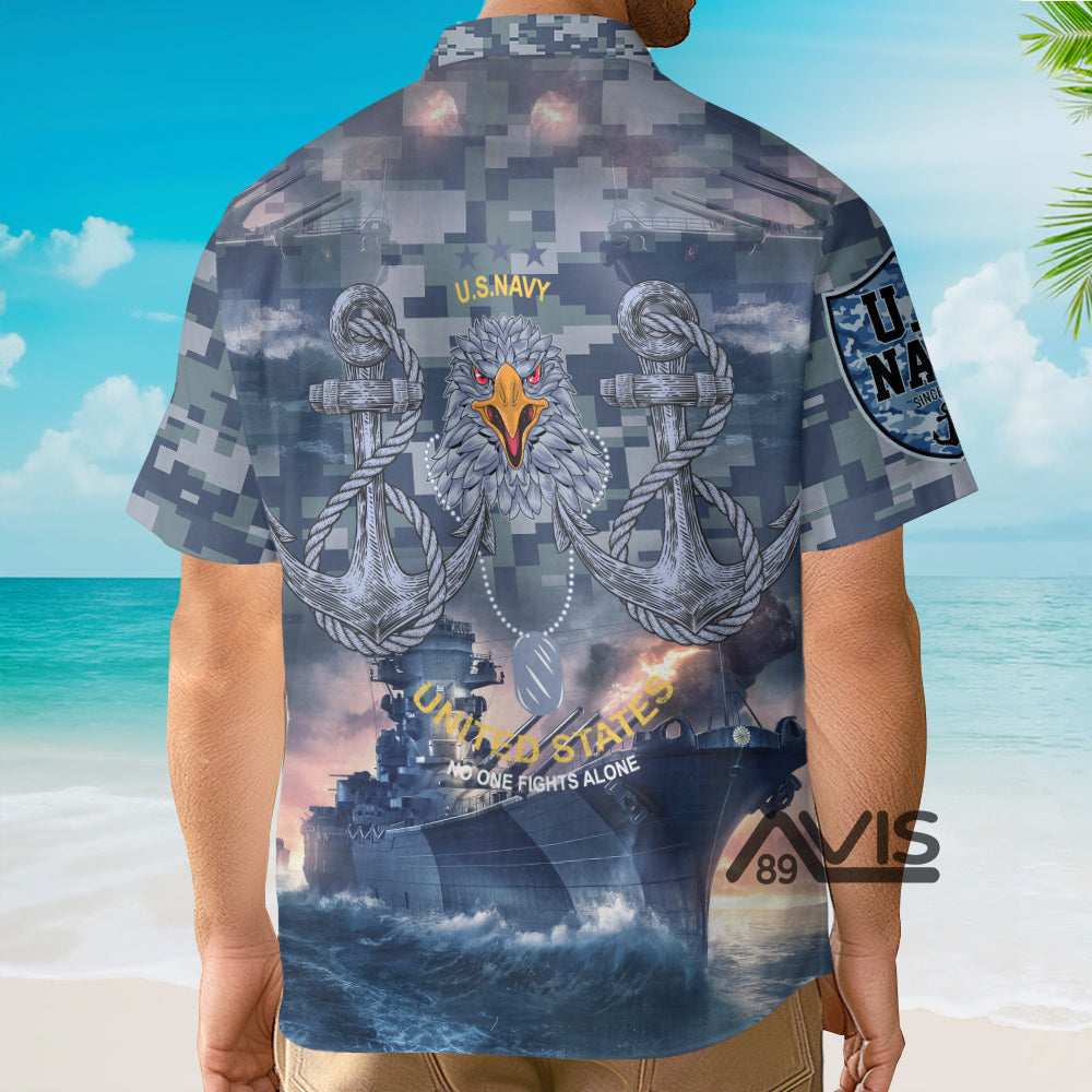 US Navy No One Fights Alone Veteran - Hawaiian Shirt