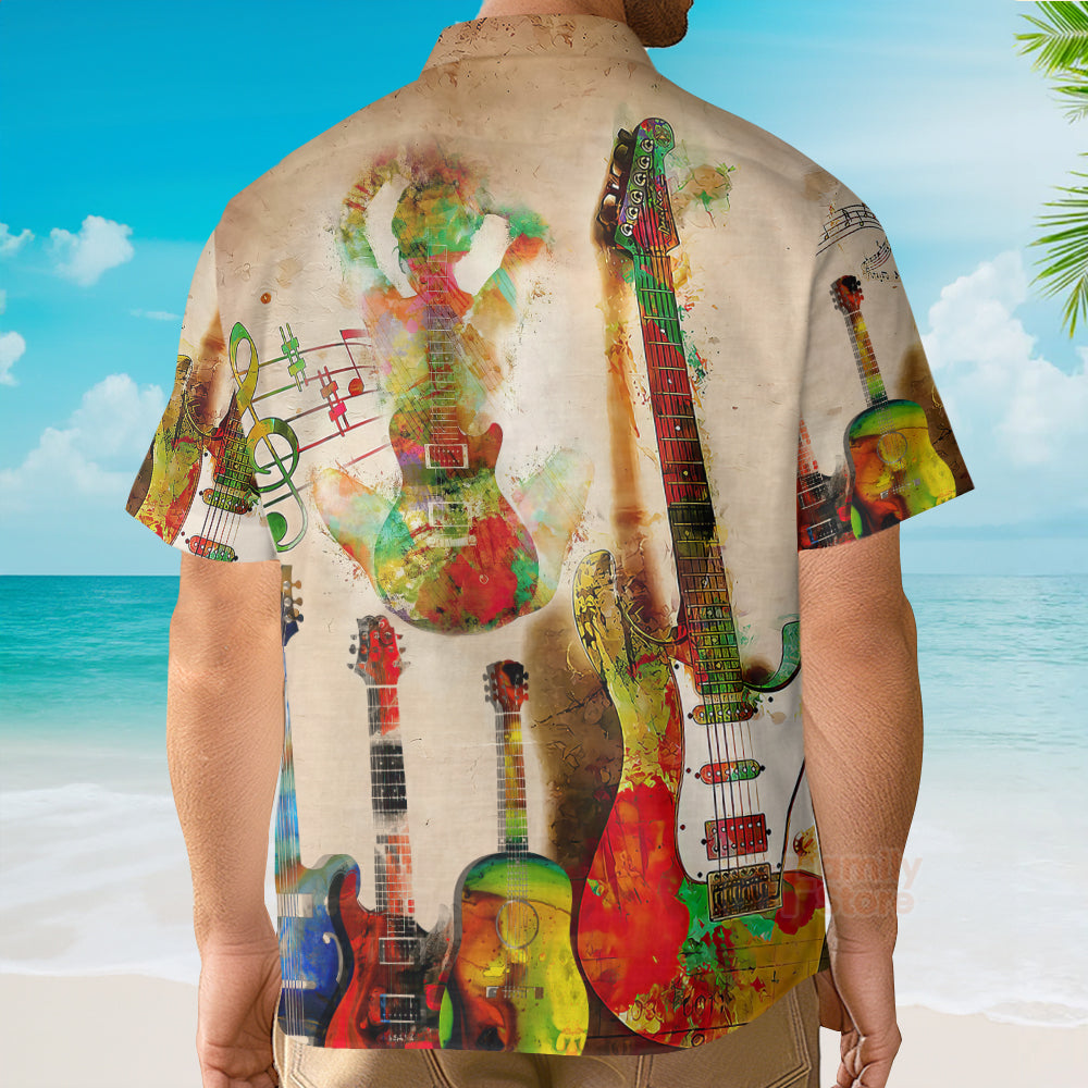 Guitar Abstract Guitar Colorful Art Style Hawaiian Shirt