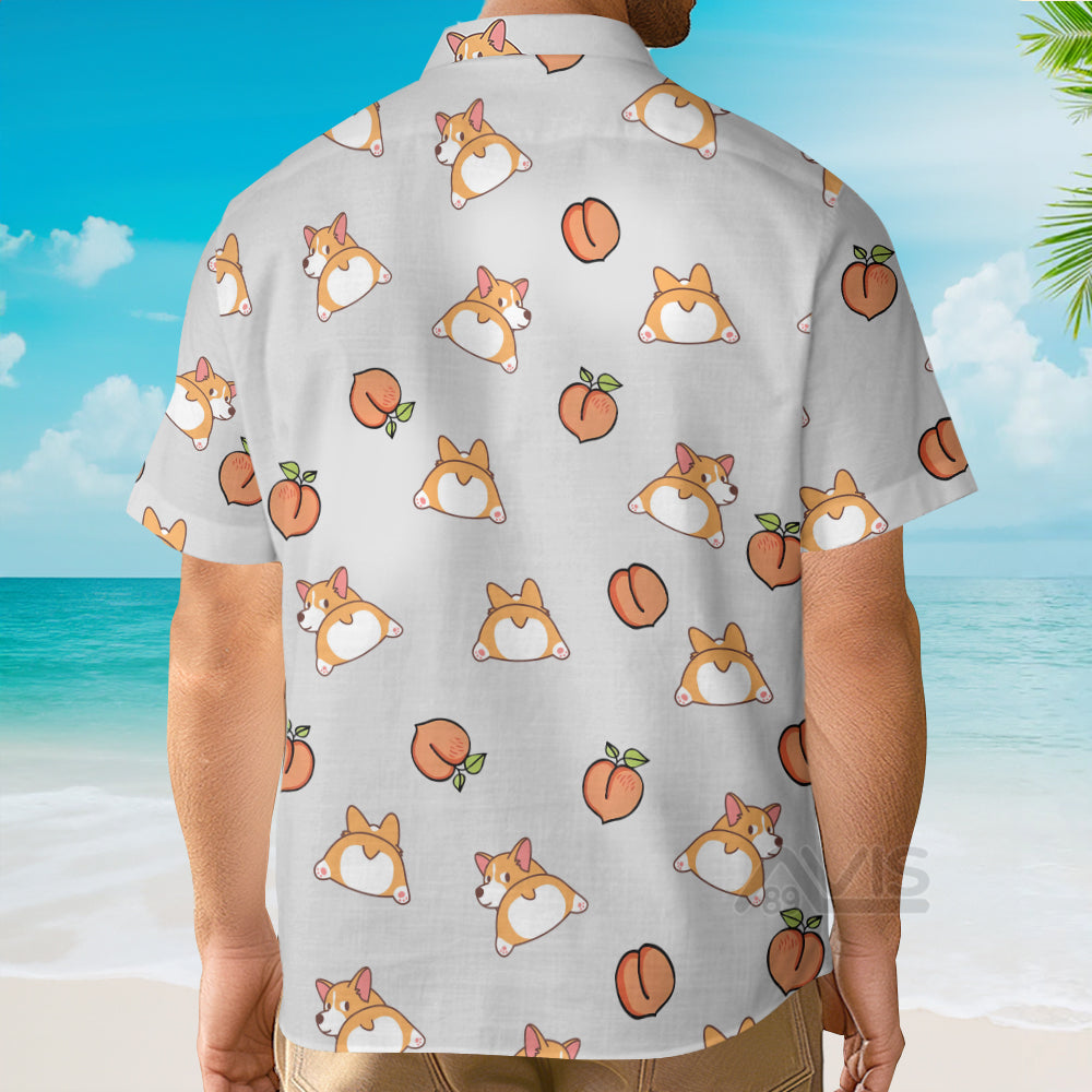 Corgi Butt And Peaches Seamless - Hawaiian Shirt