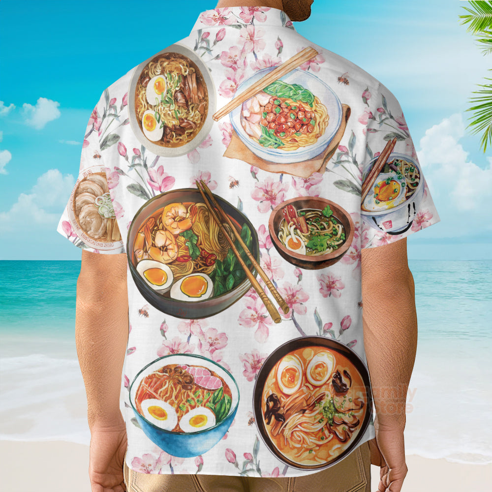 Funny Food Ramen Delicious Floral Style Hawaiian Shirt