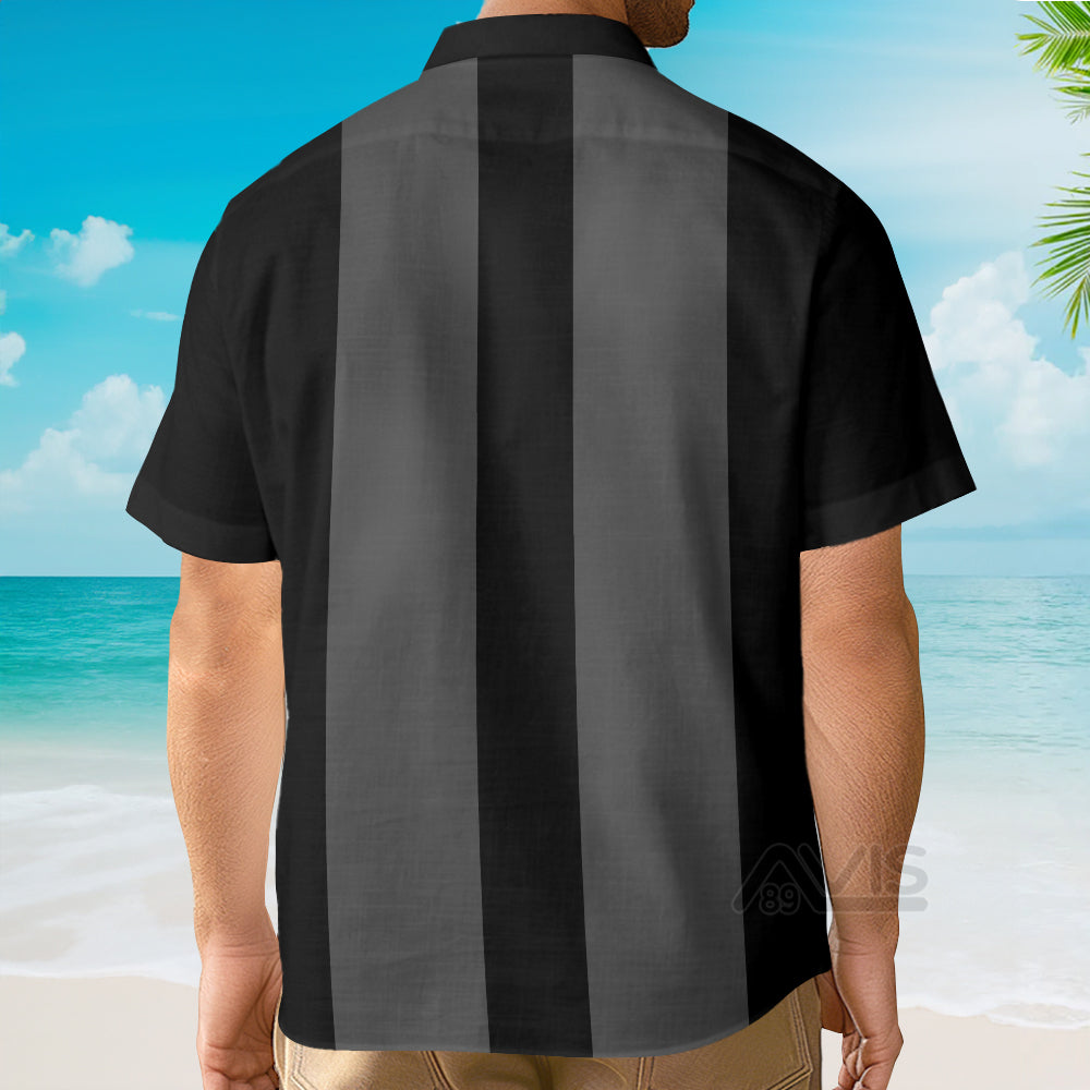 50s Bowling Style Grey Black - Hawaiian Shirt