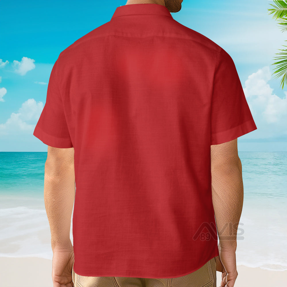 Merry Christmas Reindeer Short Sleeve Red - Hawaiian Shirt