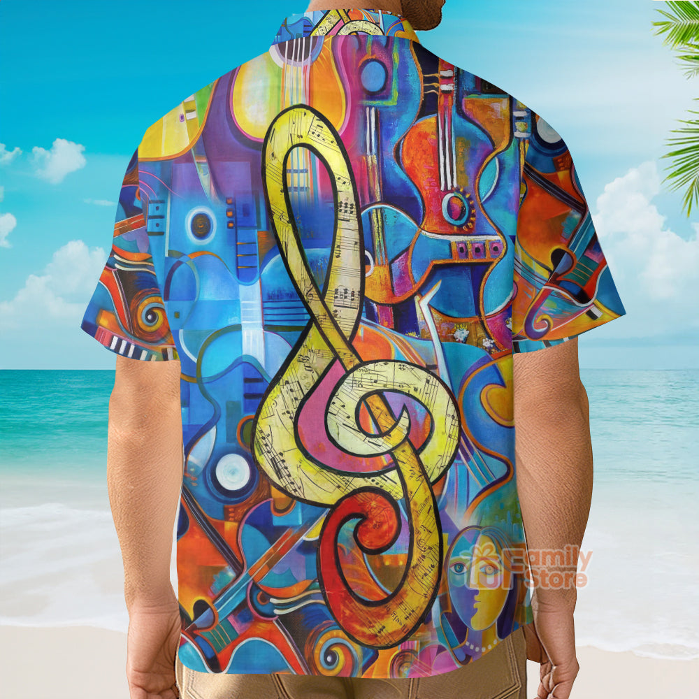 Music Note Guitar - Hawaiian Shirt