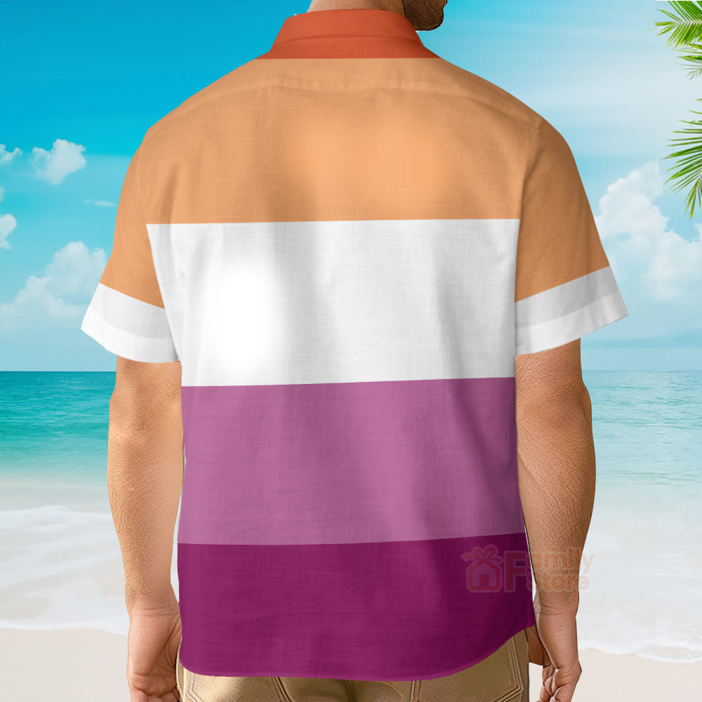 Lesbian Pride Flag Lgbtq Hawaiian Vintage Shirt Mens Button Down Plus Size