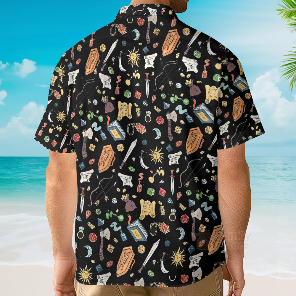 Dice shirt, Dungeons and dragons, DnD Button Up, DM gift