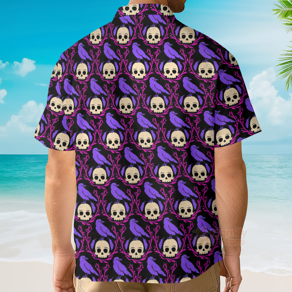 Raven Skull Halloween Hawaiian Shirt For Men And Women