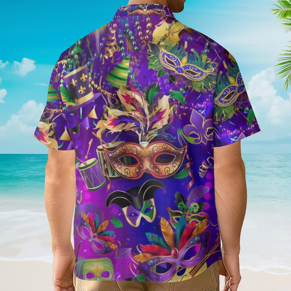 Happy Mardi Gras Purple - Hawaiian Shirt
