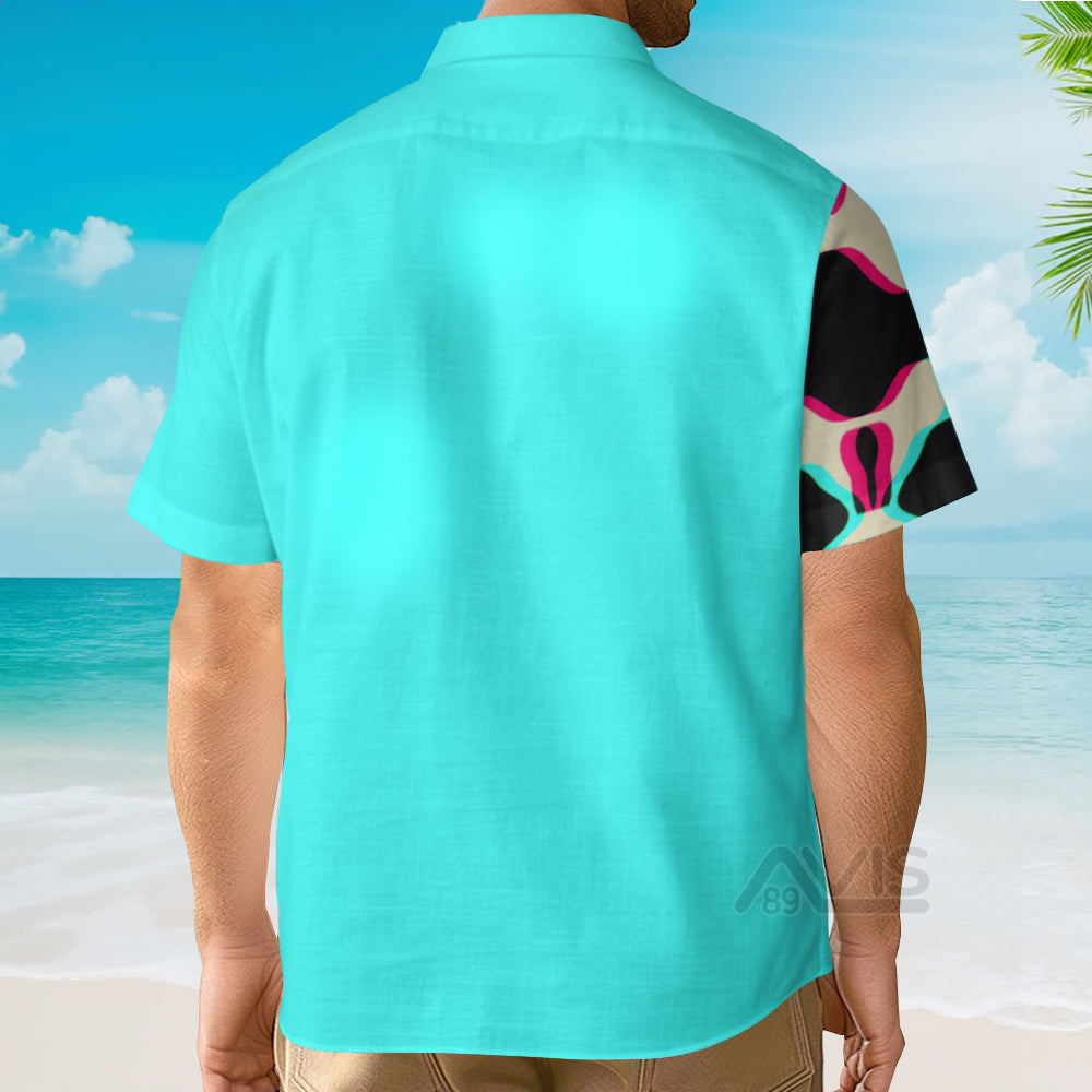 Checkered Cow Pattern Cream And Blue - Hawaiian Shirt
