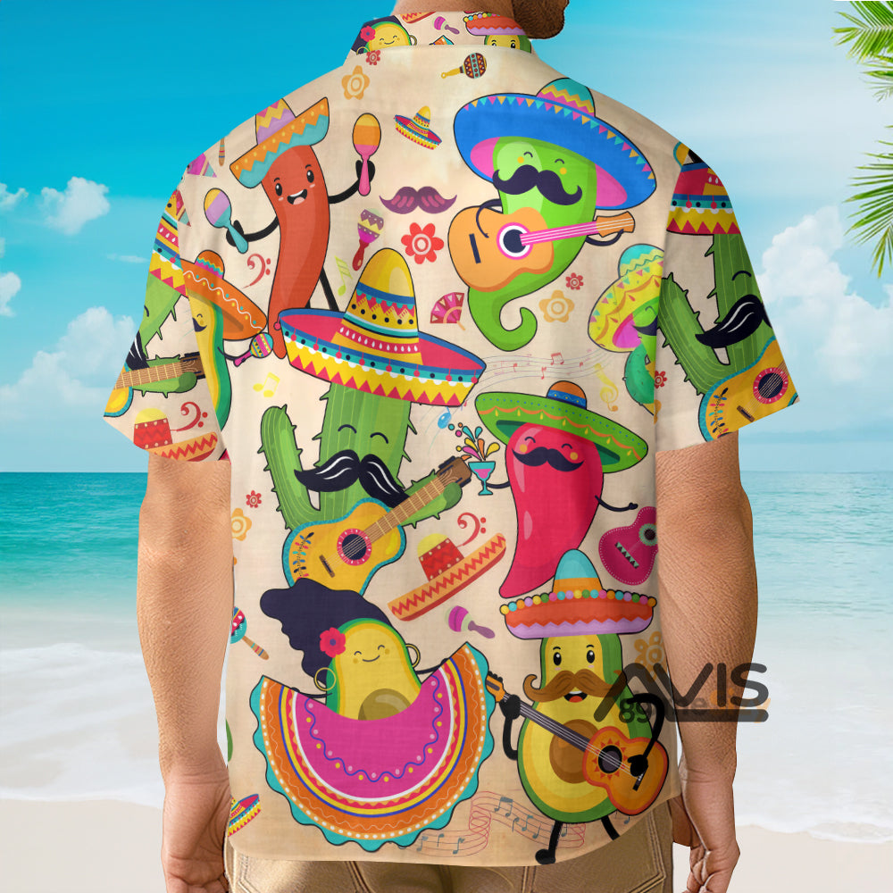 Mexican Cactus Chili Pepper Pattern - Hawaiian Shirt
