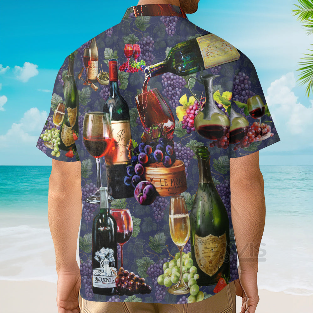 Wine Life Is Better With A Glass Of Wine Grape - Hawaiian Shirt