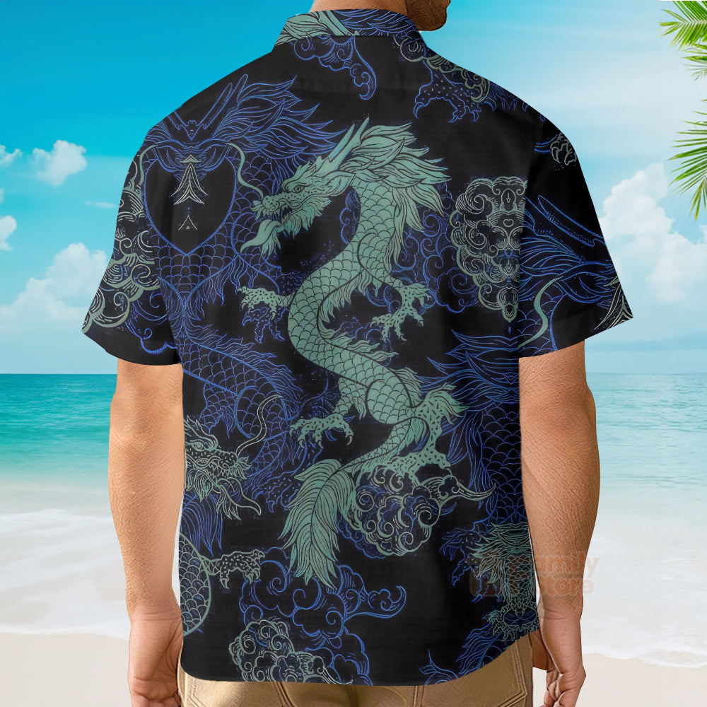 Mint Dragon Dark Short Sleeve - Hawaiian Shirt