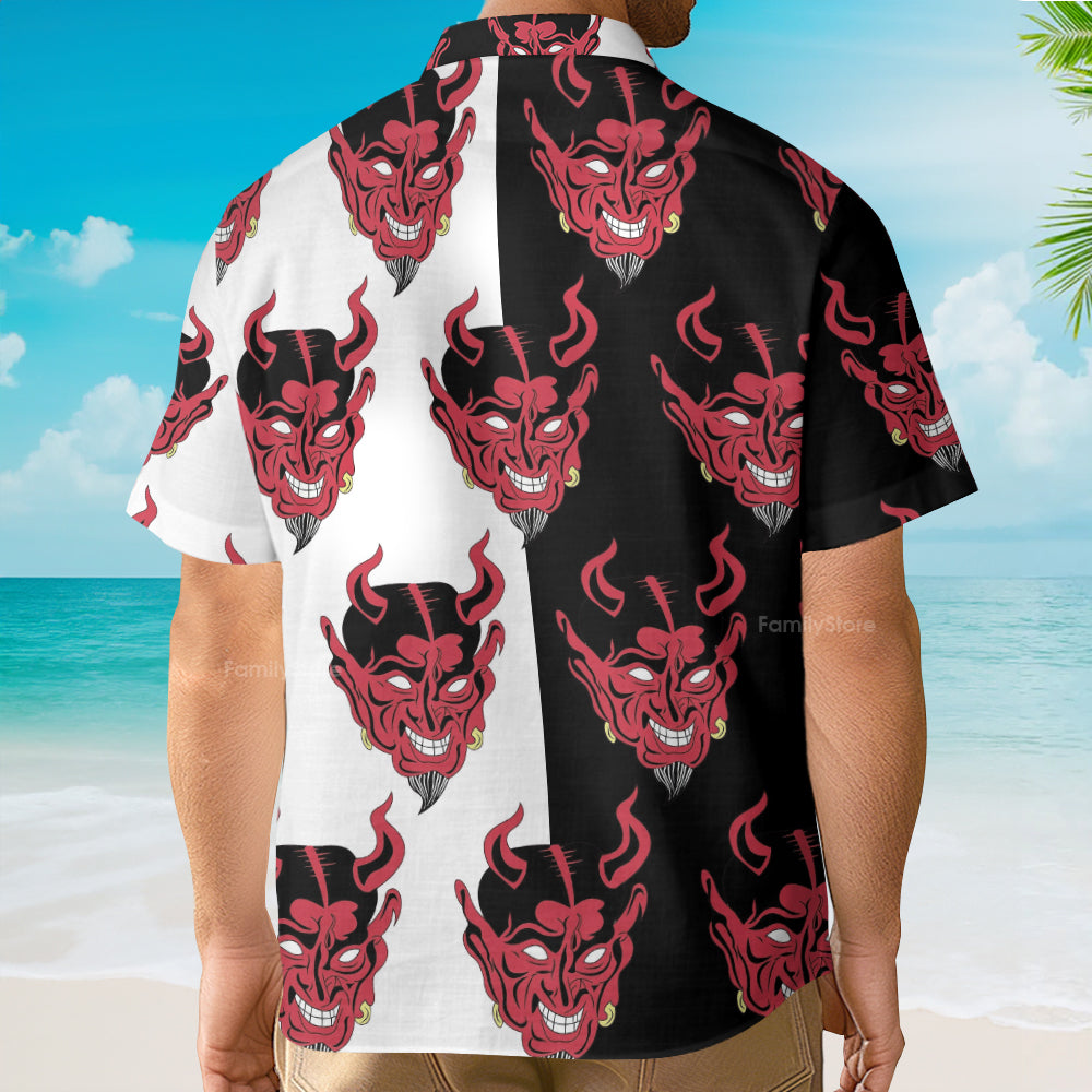 Red Oni Japan Mask Devil Aloha Hawaiian Shirts For Men & Women