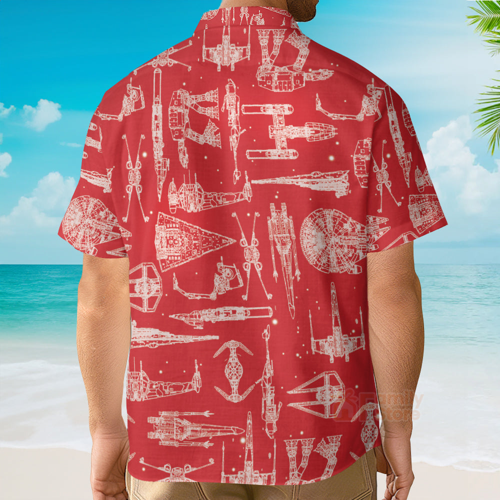 Space Ships Stwa Red - Hawaiian Shirt For Men, Women, Kids