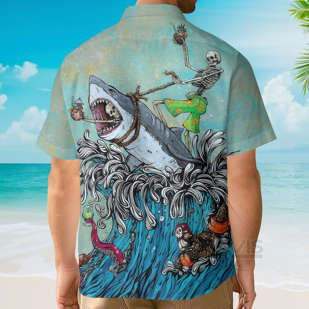 The Great Wave Off Kanagawa Shark - Hawaiian Shirt