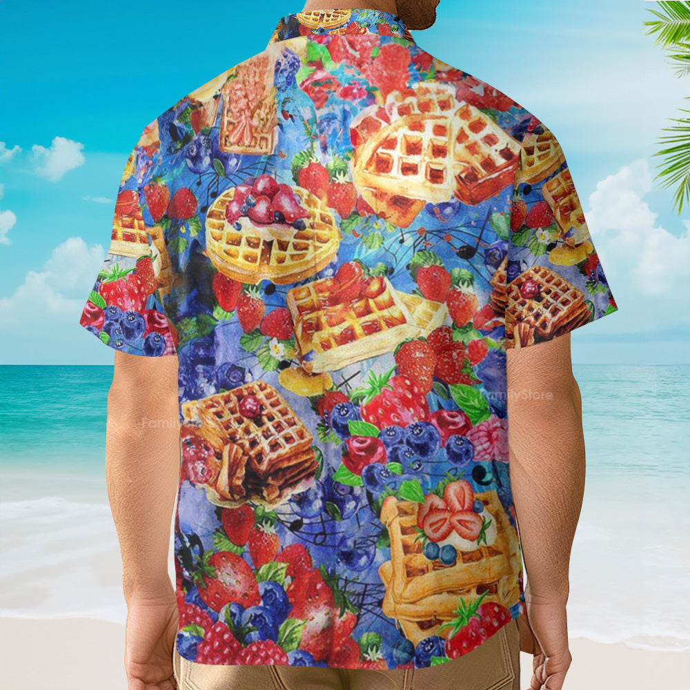 Food Pancake With Strawbery And BlueBery Delicious Hawaiian Shirt