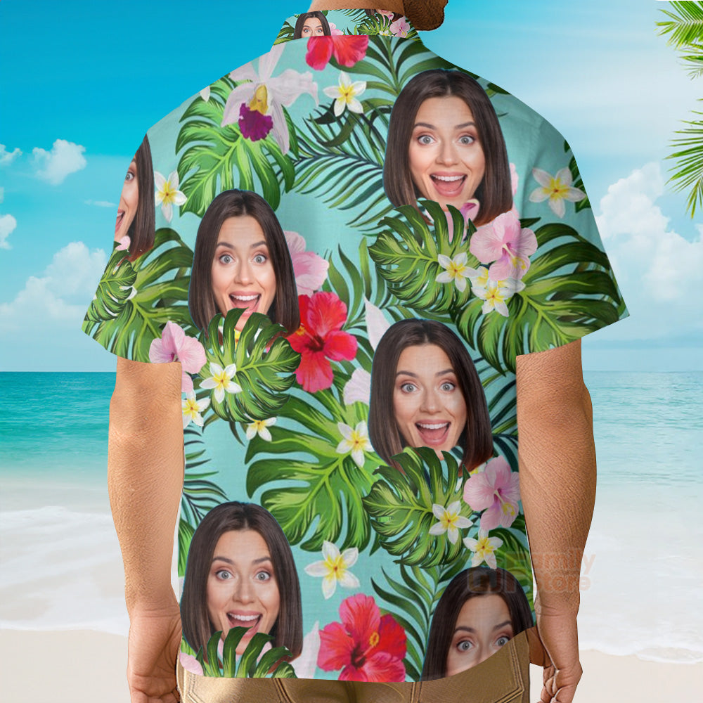 Custom Photo Face Hibiscus Flower Summer 3 - Hawaiian Shirt