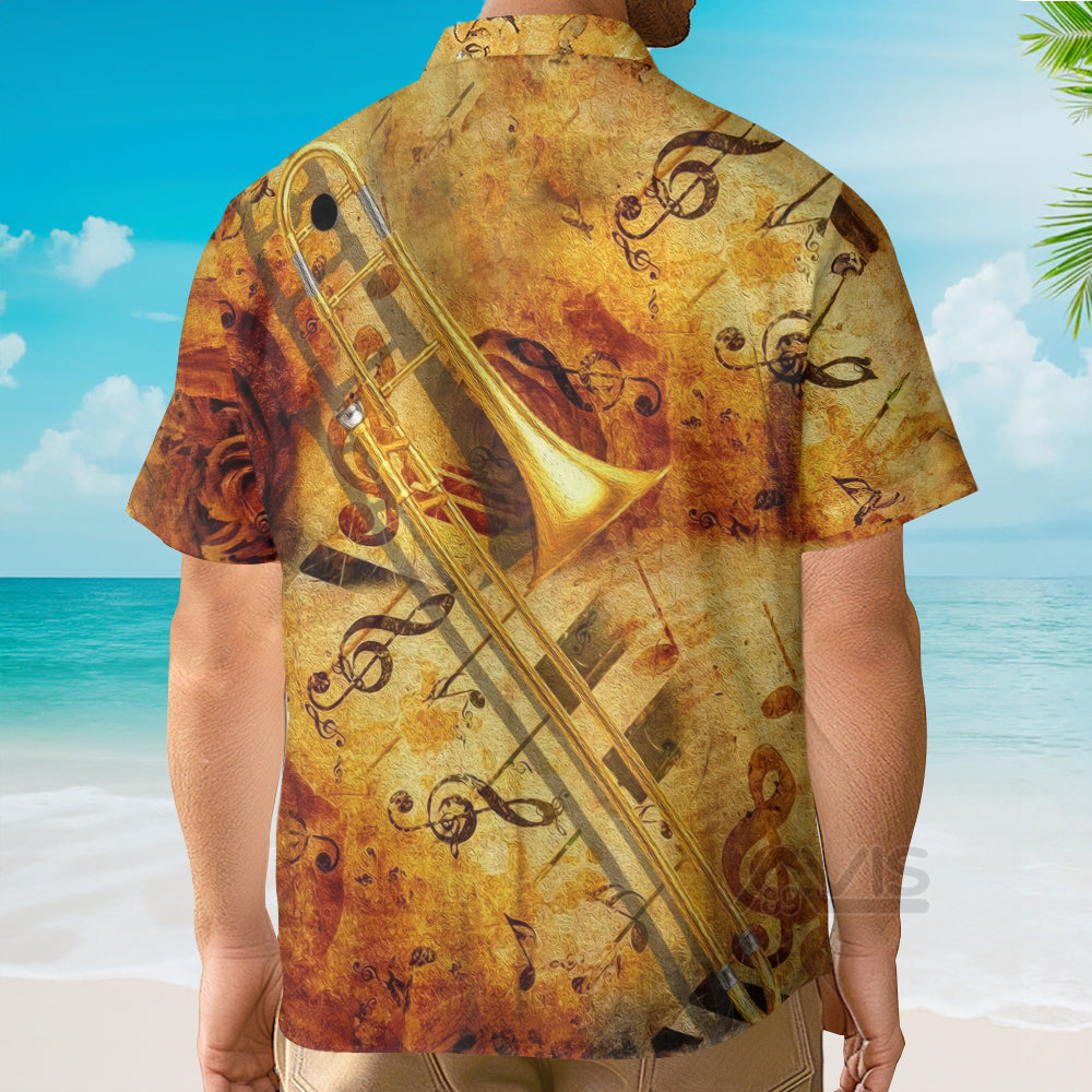 Yellow Trombone Music - Hawaiian Shirt