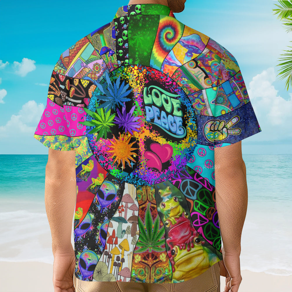 Hippie Alien Frogs Love Peace Amazing Style - Hawaiian Shirt