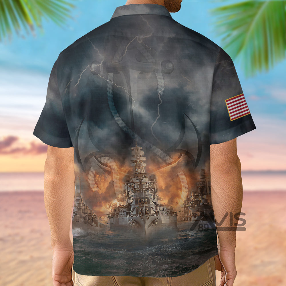 United States Navy Veteran Ships And Anchors - Hawaiian Shirt